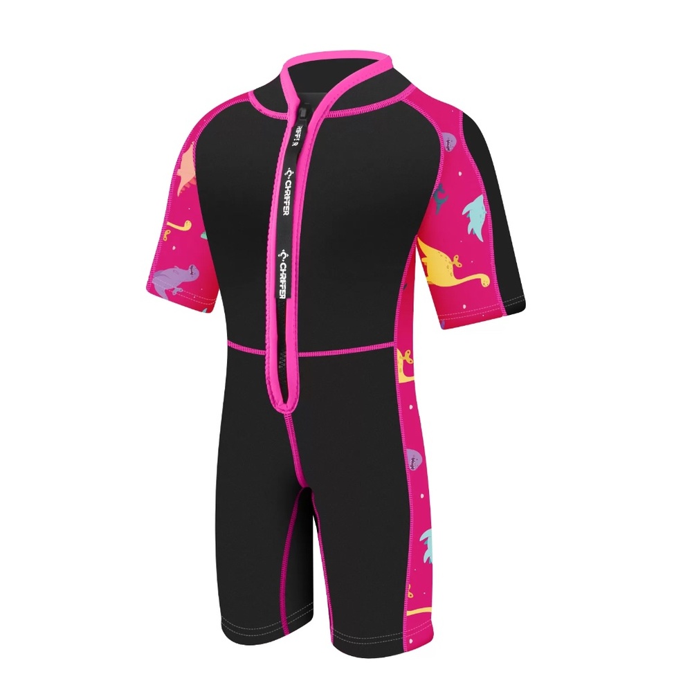 NEW Chriffer Kids Wetsuit Shorty Girls 2mm Neoprene Thermal Short Sleeve PINK